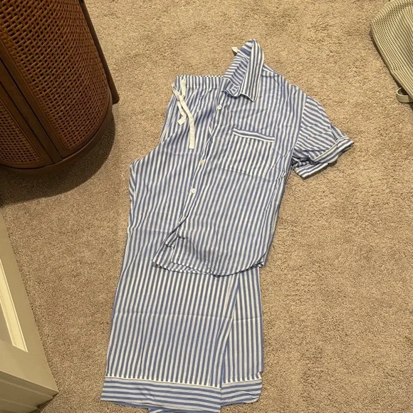 Stars Above Blue and White Striped Pajama Set - Picture 4 of 4